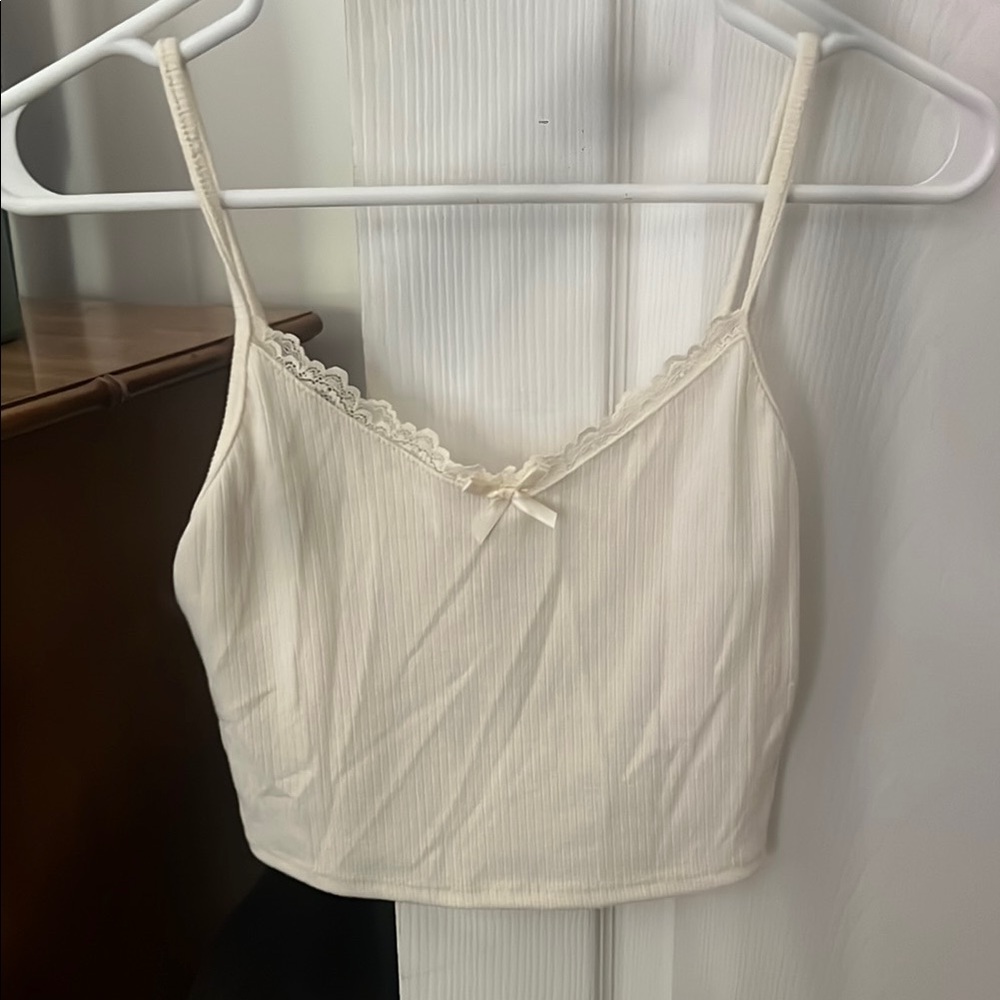 Urban Renewal Cream Tie Front Crop Camisole